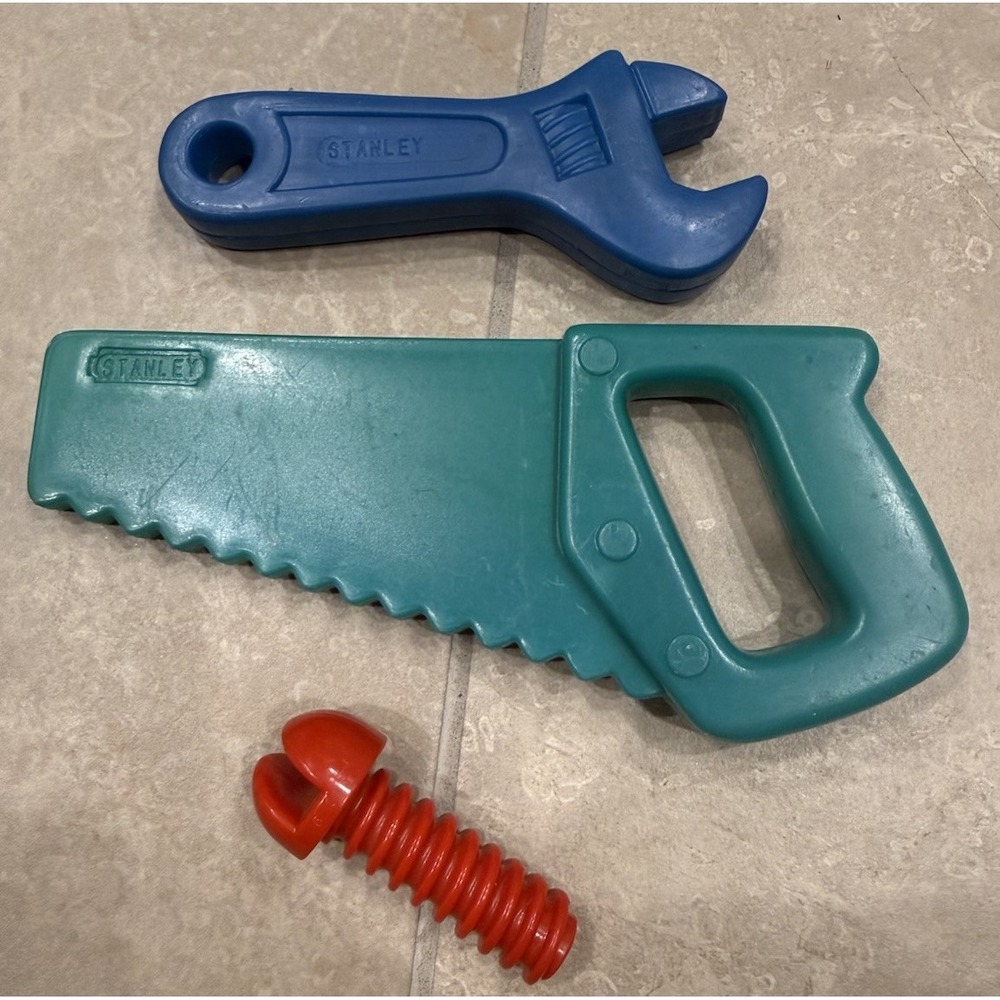 Vintage Stanley Pretend Play Tools Green Saw Blue Wrench Red Screw